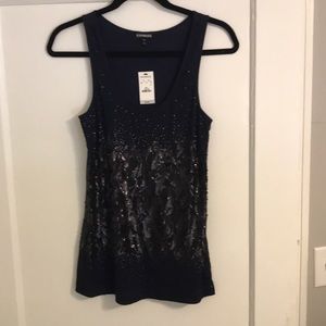 NWT Blue sequins Express shirt